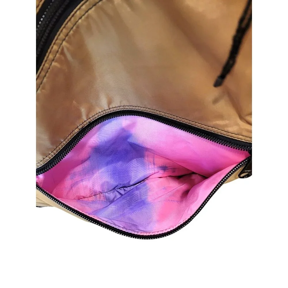 Maggie Mather Tan & Pink Sling Backpack With Multiple Zipper Pockets & Adjustabl - Picture 4 of 12